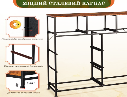 Купити онлайн: Комод шкаф із текстильними ящиками в стилі лофт