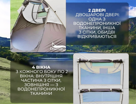 Купити онлайн: Автоматичний туристичний намет палатка на 4 особи
