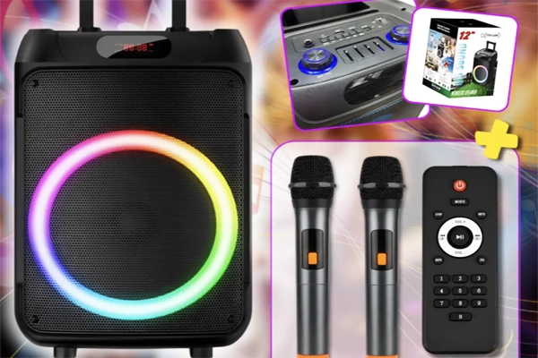 Колонка Bluetooth Wireless Speaker TTD-1209 з мікрофонами і пультом ДУ купити онлайн замовити, інтернет магазин склад