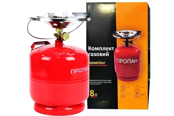 Газовий балон з конфоркою, перехідником і ручкою для перенесення купити онлайн замовити, інтернет магазин склад